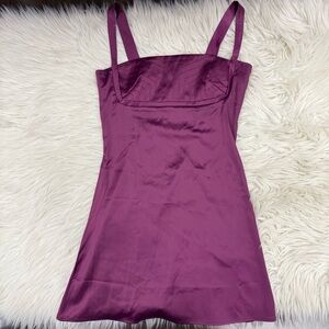 Purple Satin Mini Dress